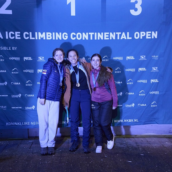 Ice Climbing Continental Open Utrecht 2024 podium Female U20