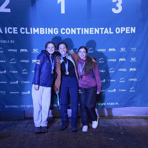 Ice Climbing Continental Open Utrecht 2024 podium Female U20