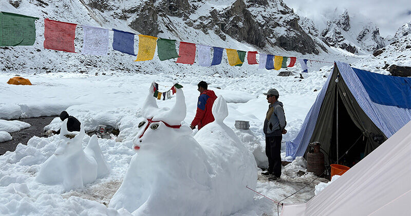 Sneeuwjak en gebedsvlaggetjes