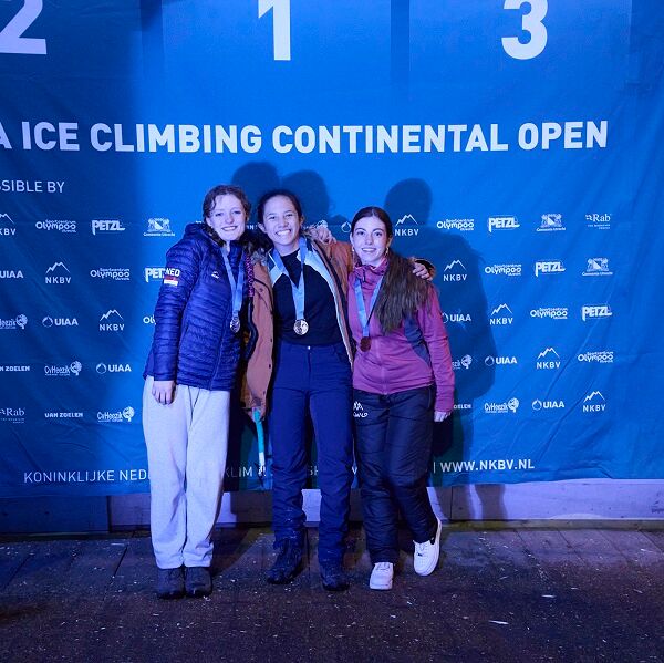 Ice Climbing Continental Open Utrecht 2024 podium Female U20